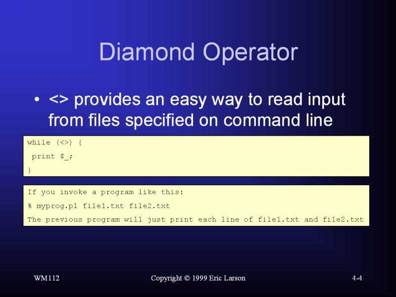 Perl Diamond Operator